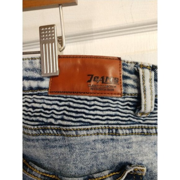 Mens Jeans Classic Collection Denim Biker Jeans Size 38 With Zip & Pocket Acc - Picture 4 of 6